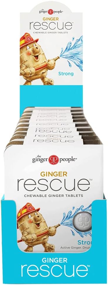 El Ginger People Ginger Rescue Chewable Tablets Drug Free Digestive Health, Strong Ginger Flavor, 0.55 Oz, 240 Tablets, (Pack of 10)