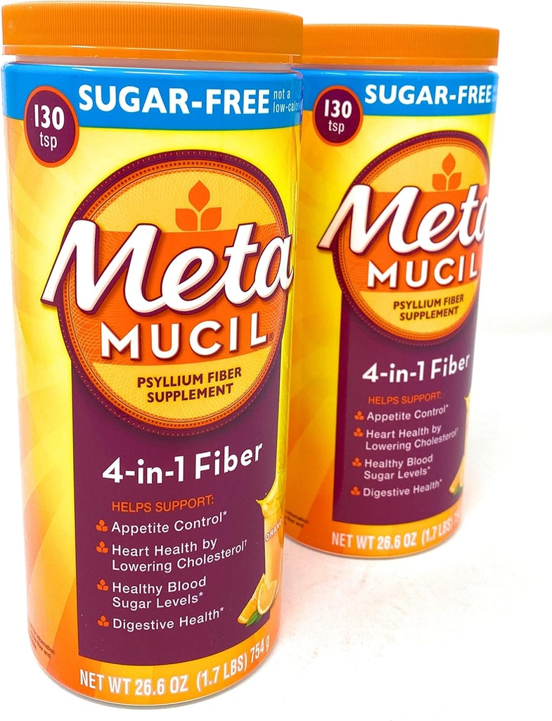 Metamucil Sugar Suplemento de fibra gratis, Naranja Smooth 260 Servimientos