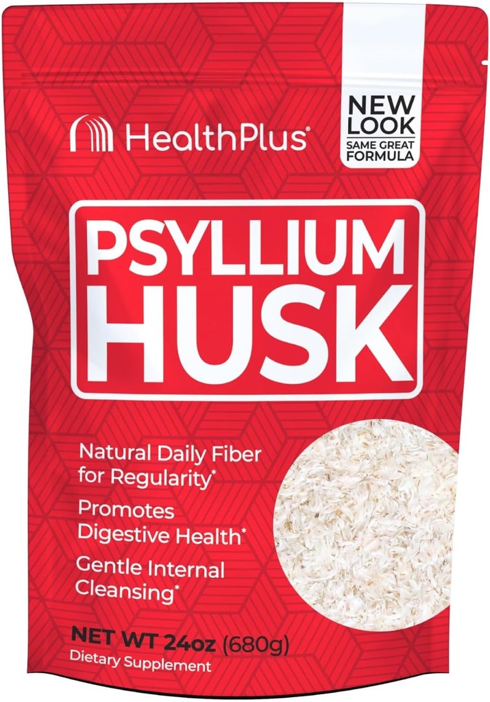 Health Plus, Psyllium Husk, 24 oz, 96 Servings - Natural Detox, Daily Dietary Fiber Supplement, Constipation Relief, Gentle Gut Cleanse, Keto Baking