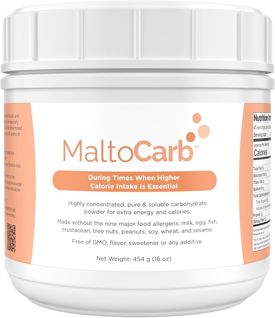 MaltoCarb Maltodextrin Powder – Carbohydrate Powder for Sustained Energy, High-Calorie, Fast-Absorbing, Gluten-Free, Plant-Based, Ideal para la recuperación, Weight Gain, Athletes & Dietary Support– 454g