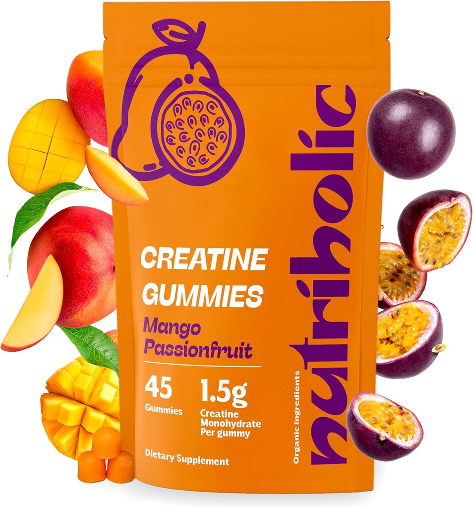 Gummies de Monohidrato de Creatina para Hombres y Mujeres - Fácil de digerir, Vegan, Libre de gluten, No-GMO, 1,5g de Creatina por Gummy - 45ct (45 Conde, Mango Passionfruit)