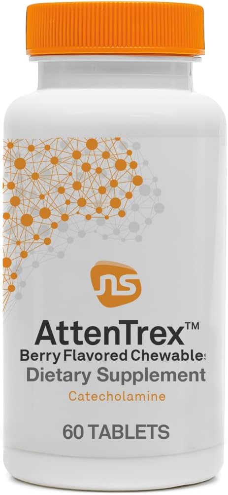 NeuroScience Brain Energy ' Focus Supplement for Adults, Teens & Children - AttenTrex - Apoyo a la salud cerebral &amp; atención óptima - Tackle Assignments ' To-Do Lists - Berry Flavor (60 Chewable Tablets)