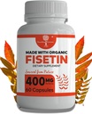 Organic Fisetin Supplement Capsules 400mg -4X Stronger- Natural Bioflavonoid Similar to Apigenin, Quercetin, Luteolin - Senolytic Activator May Support Brain Health, & Age-Defying
