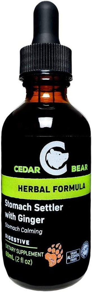 Cedar Bear Stomach Settler with Ginger a Liquid Herbal Supplement That Helps Calm a Mild Upset Stomach 2 Fl Oz