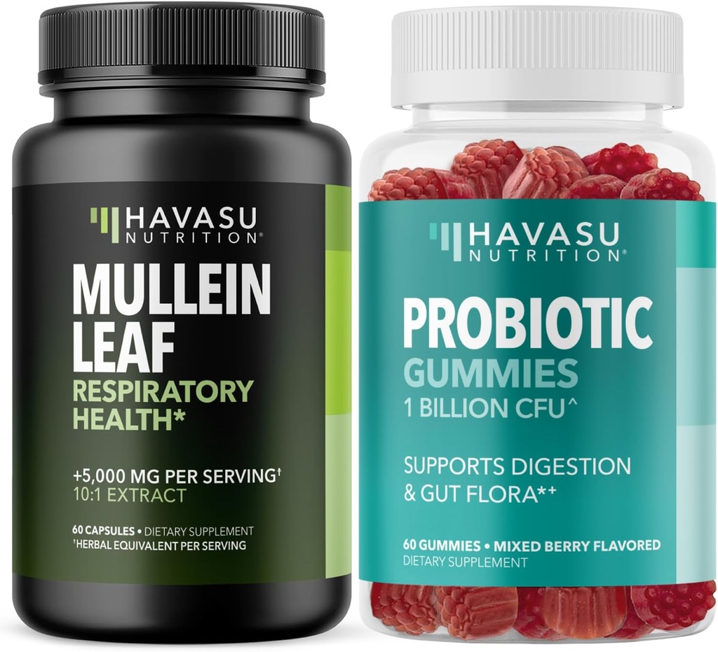 HAVASU NUTRITION Mullein Leaf Capsules + Probiotic Gummies Wellness Bundle