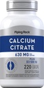 Piping Rock Calcium Citrate with Vitamin D3 TEN 630 mg ANTE 220 Caplets tención Suplemento para Mujeres y Hombres Silencio Vegetariano, No GMO, Gluten Free