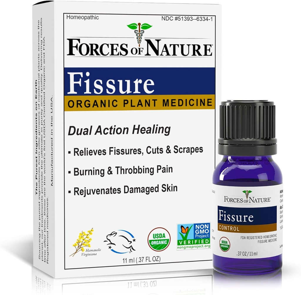 Fuerzas de Control de Fisura de la Naturaleza, Tratamiento Homeopático Orgánico con Hazel Bruja para las Fisuras Anales, Hemorroides Irritación Relacionada & Descomfort, Alivio Tópico Natural, 0.37 FL OZ