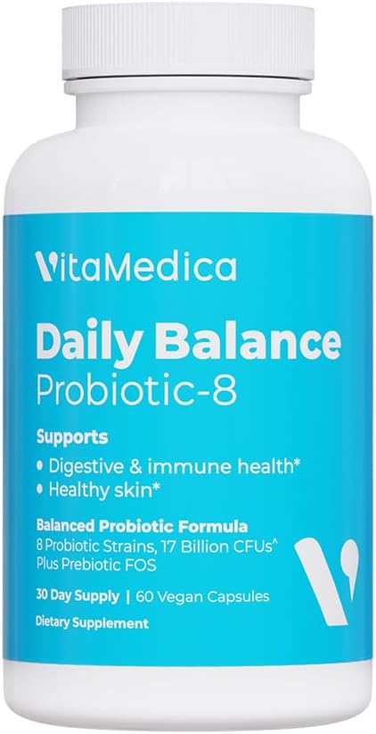 VitaMedica ← Daily Balance Probiótico-8 Silencio Probiótico Suplemento Silencio 16 Billion CFUs Silencio Gut Health Silencio Digestivo, Esquí, &amp; Apoyo Inmunitario Silencio Constipation, Diarrhea, Gas &amp; Bloating Relief TEN Vegan Silencio 60 Conde