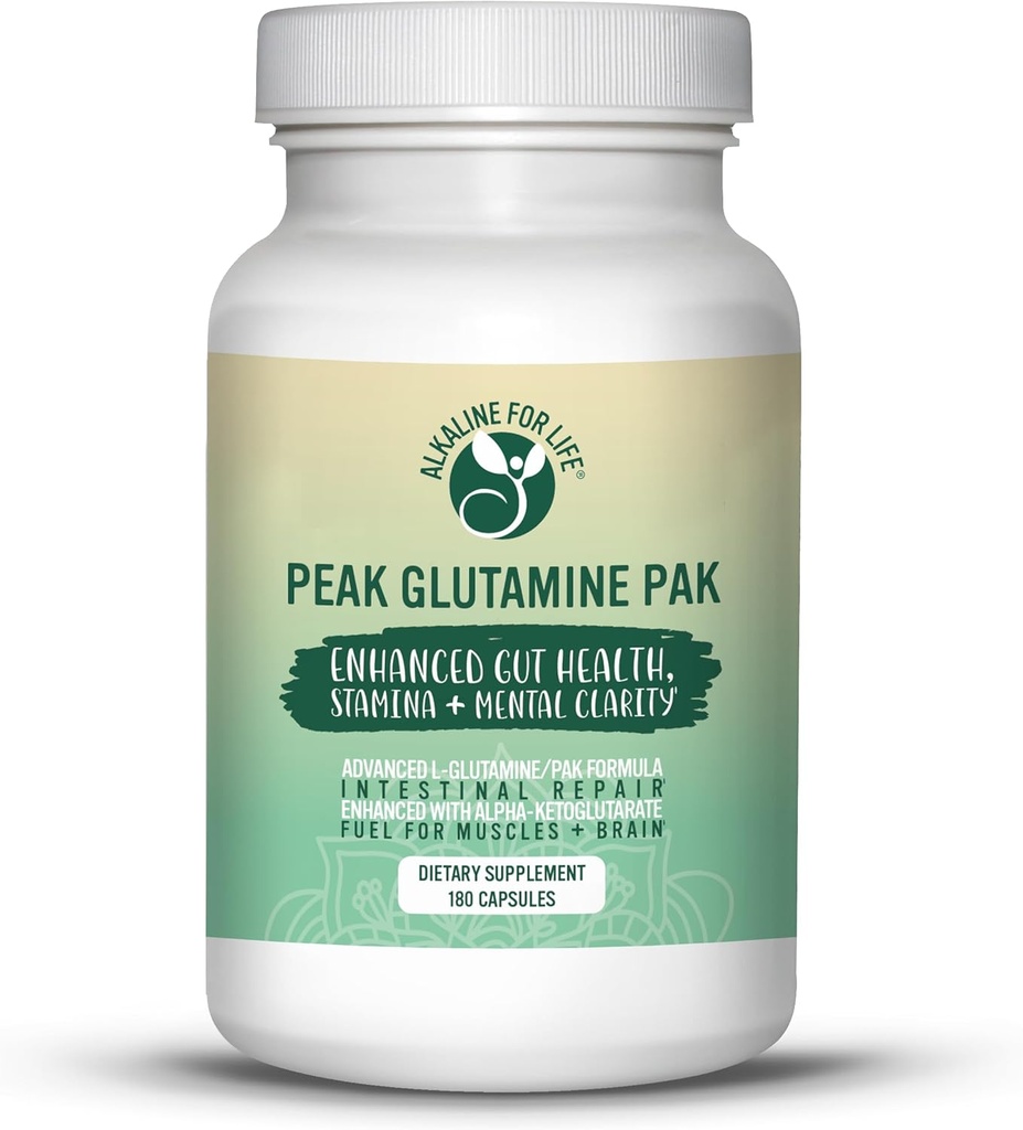Peak Glutamine PAK 180 cápsulas L Glutamina con alfa-ketoglutamina piridoxal para reciclar eficientemente L-glutamina para beneficio óptimo de la salud de Gut