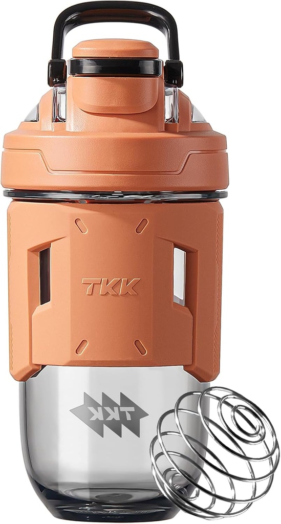 TKK 24oz Botella Protein Shaker con Blending Ball, BPA Free Tritan Plastic, Leak-Proof, One-Touch Lid, Non-Slip Grip, Sports &amp; Fitness Use