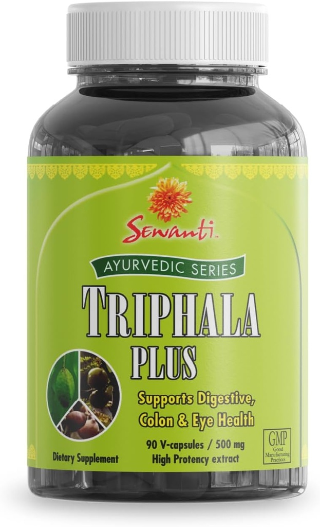 Sewanti Ayurvedic Triphala Capsules - Fórmula Herbal para la Salud Digestiva - Amla, Bibhitaki, Haritaki - 90 V-Capsules/ 500mg