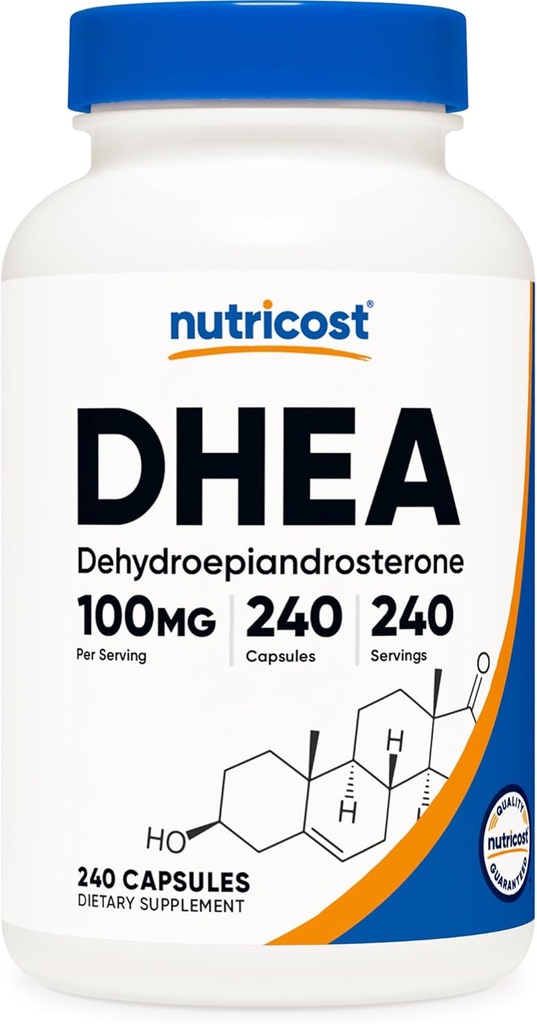 Nutricost DHEA 100mg, 240 cápsulas - Gluten Free, Soy Free, Non-GMO, Suplemento