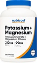 Nutricost Potasio (99 mg) Magnesio (210 mg) Citratas, 240 cápsulas - No GMO, Gluten Gratis