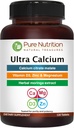 Nutrición pura Ultra Calcio 1000mg con VIT D3 + K2 tención 120 Tab tención Suplemento de calcio altamente absorbible con Calcio Citrate Malate, VIT D3, K2, Moringa Oleifera, Magnesio y Zinc.