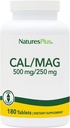 NaturesPlus Cal/Mag - 180 Tablas Vegetarianas - 500 mg Calcio, 250 mg Magnesio - Apoya Producción Energética " Well-Being general - 180 Servimientos