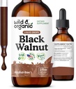 Tintura de nueces ecológicas y negras silvestres - Detox de limpieza con manguito de nuez negro - Suplemento herbario para Gut Detox Limpieza y Bienestar Digestivo - Vegan, Azúcar &amp; Sin alcohol - 2 fl oz