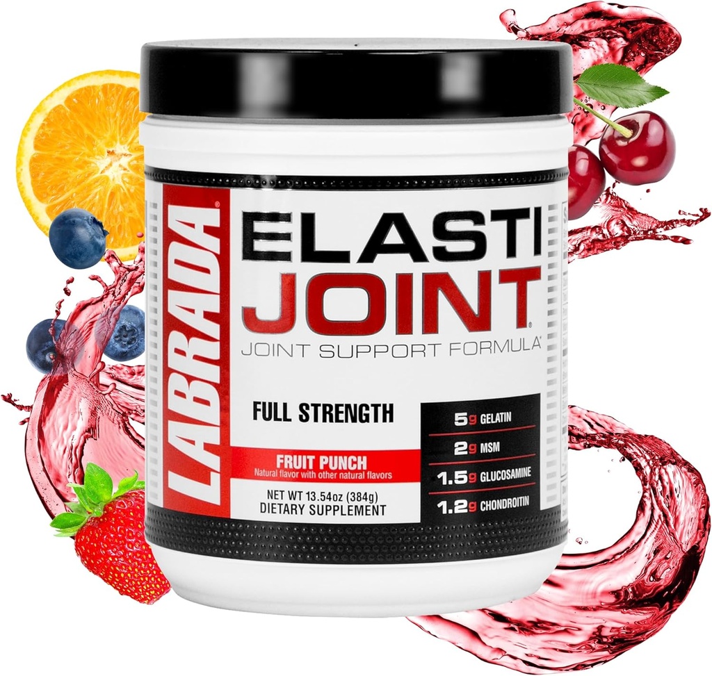 Labrada Nutrition Elastijoint, Fruit Punch, Glucosamine Joint Support Supplement Powder for Men &amp; Women, Health Supplement with MSM, Glucosamine Chondroitin MSM - Gluten-Free