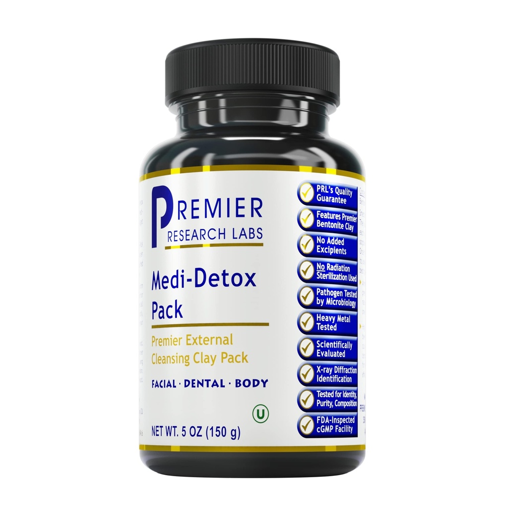 Premier Research Labs Medi-Dental Pack - Detoxifying Volcanic Clay - Dental & Body Cleansing - Con Calcium Smectites Silica & Mineral Oxides - 5 oz
