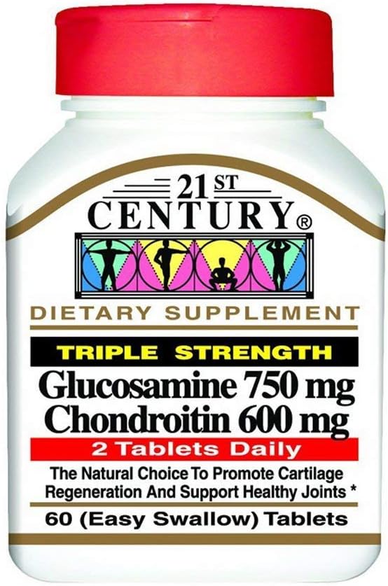 Glucosamina del siglo 21 750 mg " Condroitina 600 mg - Triple fuerza - 60 tabletas, paquete de 2