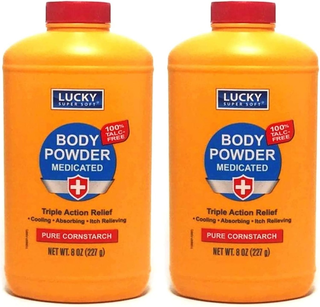 2 pc Body Powder Medicated 8 oz | Triple Action Relief 100% Talc-Free | Body Powder for Body Odor Sweat & Moisture | Medicated Protecting Powder | Anti-Itch | Skin protectant | Menthol and Zinc Oxide