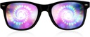 GloFX Black Frame Spiral Diffraction Glasses – Laser Etched for Hypnotic Spiral Light Effects, Flexible &amp; Durable for Raves & Festivals