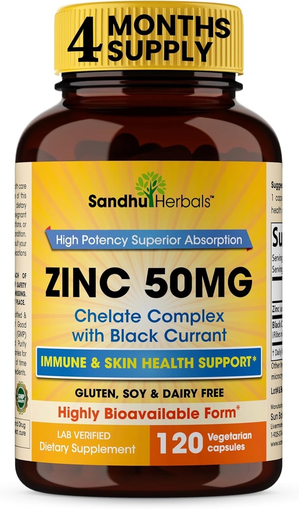 Suplementos Zinc para Hombres y Mujeres TENIDO Zinc 50mg con Currant Negro 120 Capsules Vegetarianos TENIDO Forma altamente absorbible para el apoyo inmunitario Ø Zink 50 mg Suplemento Promociona la salud de la piel