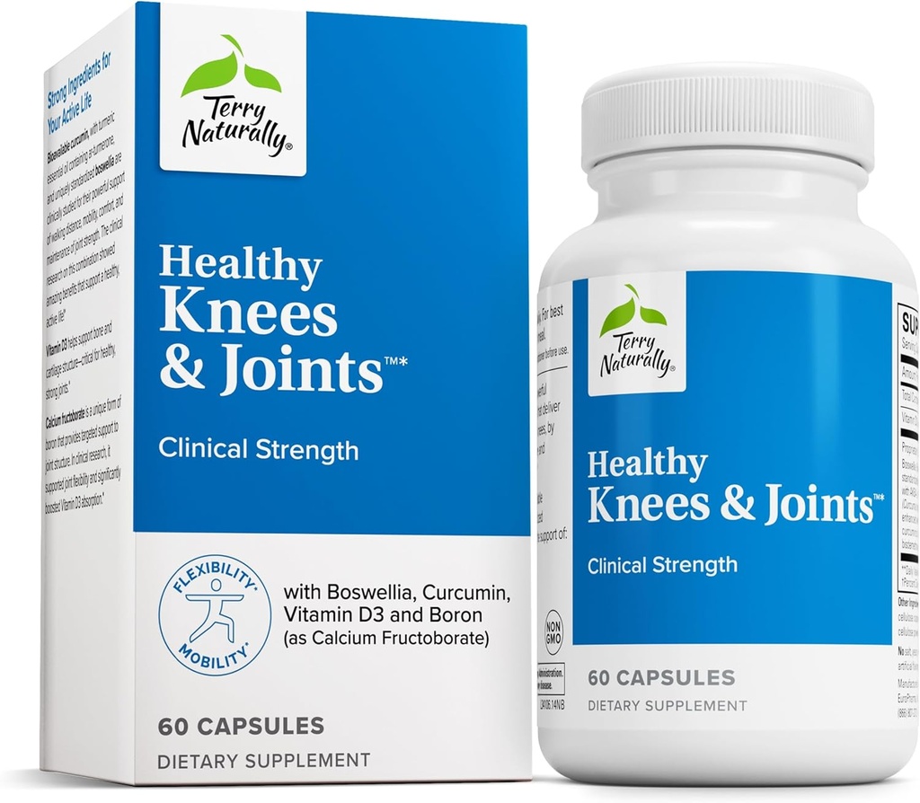 Terry Naturally Healthy Knees " Joints - Suplemento dietético para apoyar la salud ósea " Flexibilidad conjunta - Asistencia saludable para la rodilla y la cadera con Fructoboato de calcio - 60 cápsulas