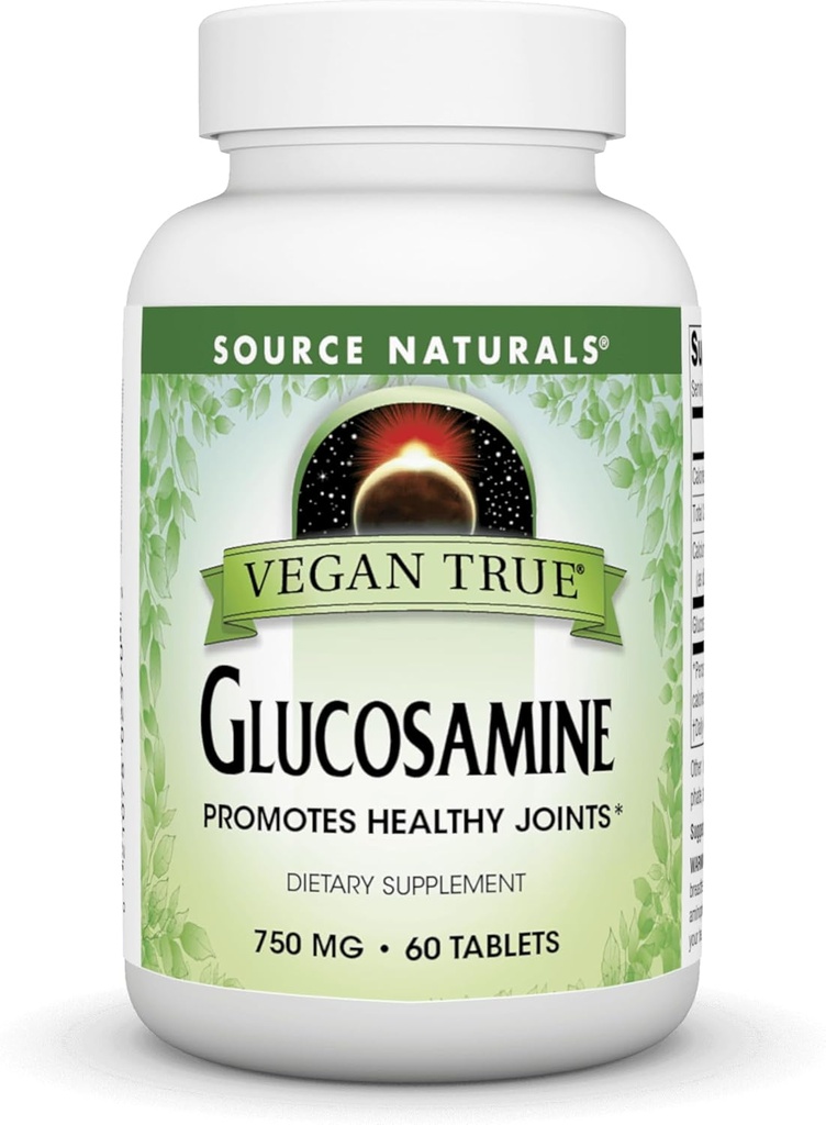 Fuente Naturals Glucosamina Verdadera Vegan, promueve articulaciones saludables*, 750 mg - 60 Tabletas