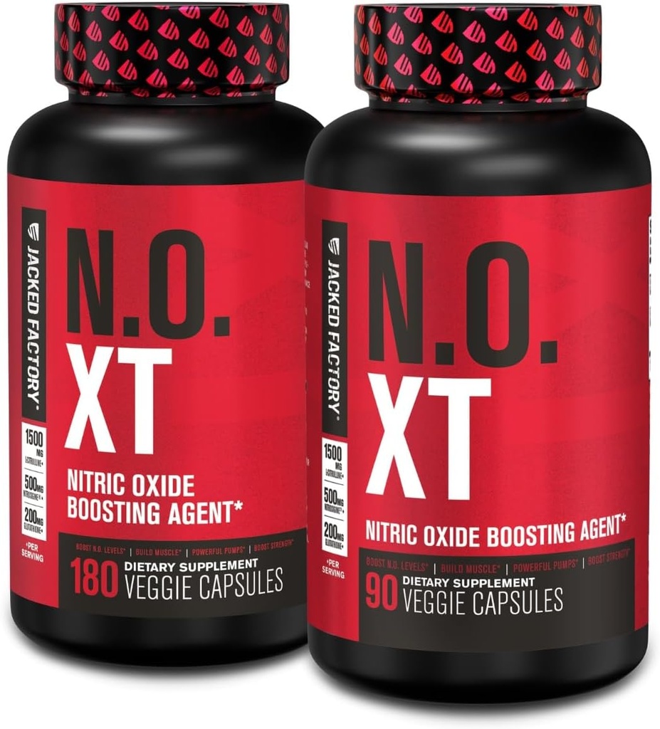 Jacked Factory N.O. XT Nitric Oxide Supplement with Nitrosigine L Arginine & L Citrulline for Muscle Growth, Pumps, Vascularity, & Energy - Extra Strength Pre Workout Muscle Builder - 270 Veggie Pills