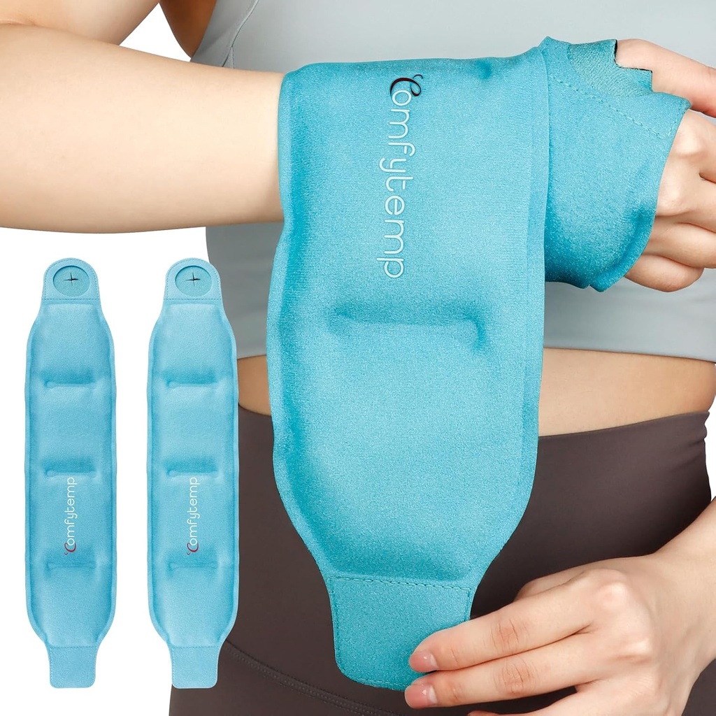 Comfytemp Wrist Ice Pack Wrap for Carpal Tunnel Relief, 2 Packs, FSA Eligible, Gel Ice Packs for Injuries Reusable for Wrist Hand Pain, Hot Cold Compress Brace, Cirugía Recuperación Artículos Regalos Hombre Mujeres