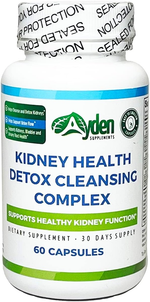 Kidney Health Detox Cleansing Complex - 1,110 mg, Supports Kidneys, Bladder, Urinary Tract, Herbal, 21 Ingredients, Cranberry 400 mg, Astragalus 200 mg, Horsetail, Gravel Root, Uva Ursi, 60 cápsulas
