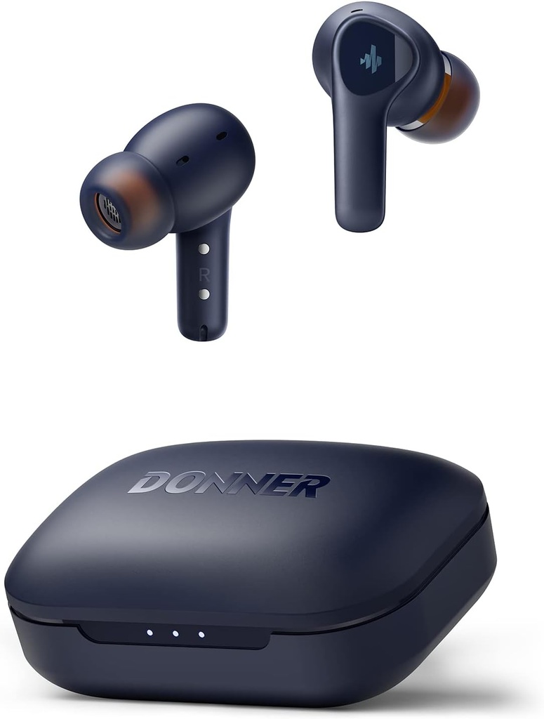 Donner Wireless Earbuds Noise Cancelling, Bluetooth 5.2 Auriculares con ENC para llamadas claras, controladores de 12 mm " Armadura equilibrada, aplicación para EQ personalizado, 32H Tiempo de reproducción, carga rápida - Dobuds ONE, Azul