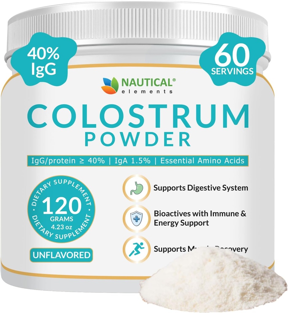 Colostrum Powder - Más del 40% IgG - Primero 4-6 horas de leche Grass Fed Colostrum - Bovine Colostrum - USA Midwest Pasture Raised Colostrum Suplemento Polvo - Colostrum Bovine Desflavorado para los humanos - 120g