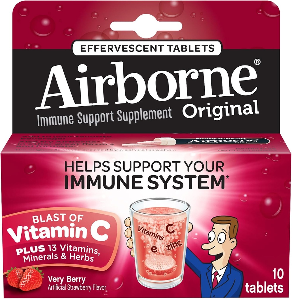 Airborne Immune Support Supplement, Very Berry, 10 Count