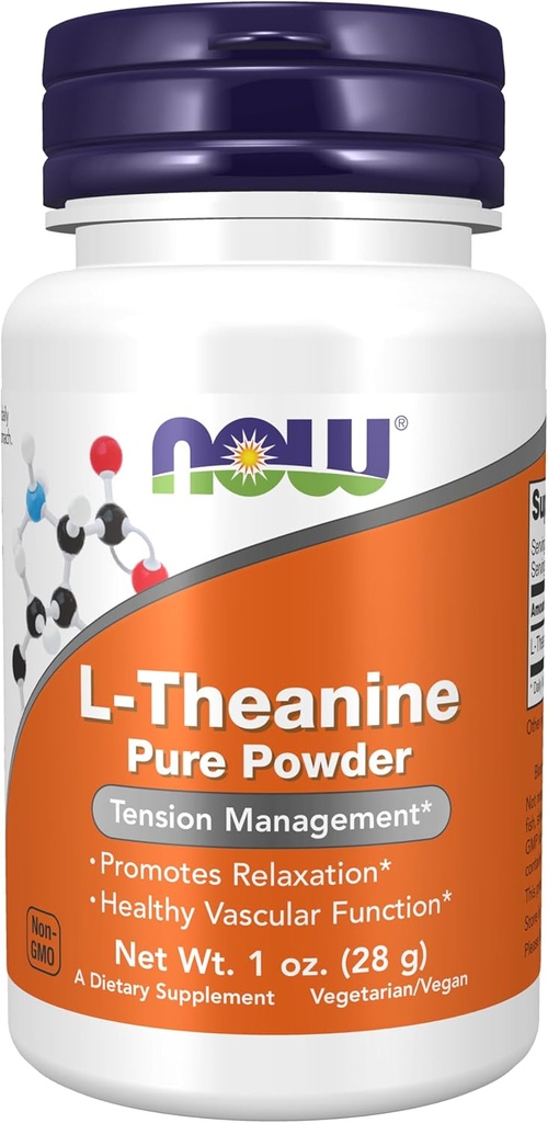 NOW Foods Supplements, L-Theanine Pure Powder, Tension Management*, Amino Acid, 1-Ounce