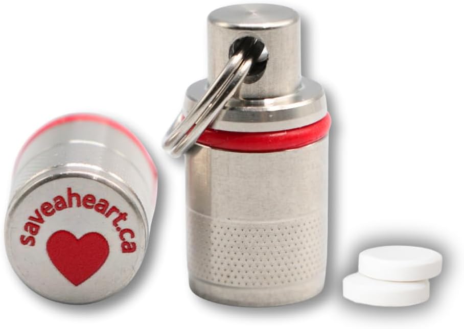 Pill Case Keychain - Contenedor pequeño resistente al agua para tabletas de aspirina - Plancha de acero inoxidable de grado médico - Portable de medicina de emergencia (2-Pack)