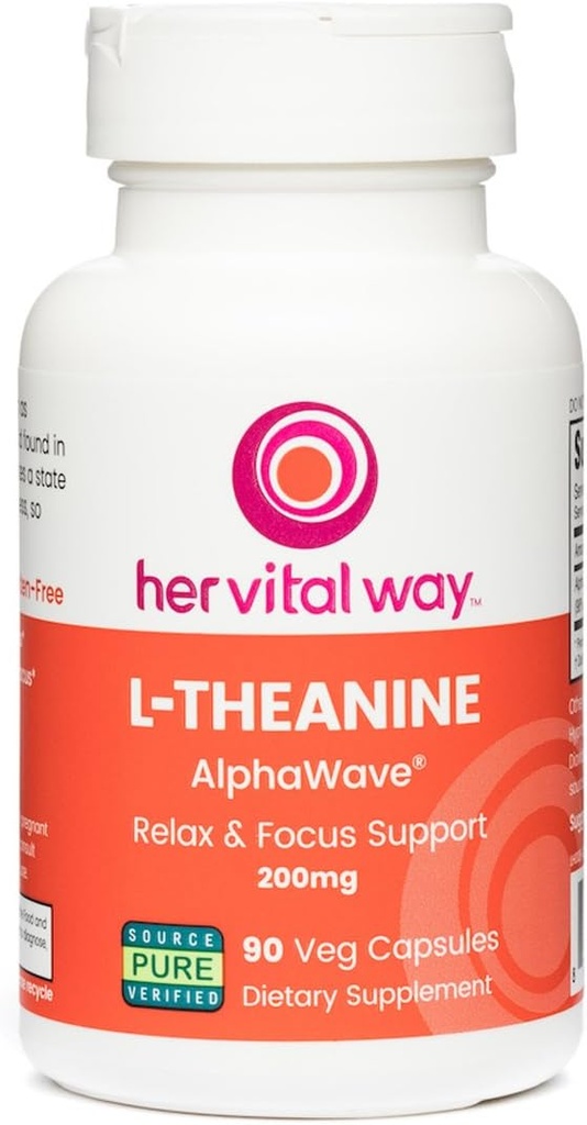 L-Theanine, Extra Strength 200mg Relax & Focus Support, con AlphaWave