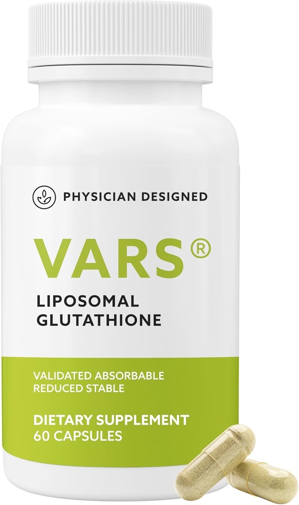 Physician Designed VARS Liposomal Glutathione Capsules - Patented Antioxidant Liquid Dietary Supplement, Anti-Aging, Detoxification, Fortify Immune System, Energy Management Skin Brightening, 60 cuentan