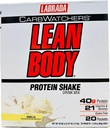 Lean Body Carb Watchers, All-In-One Vanilla Meal Replacement Shake. 40g Protein Whey Blend, 8g grasas saludables &amp; fibra, 22 vitaminas y minerales , No colores artificiales, Gluten Free,(20 paquetes)
