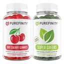 PUREFINITY Tart Cherry y Super Greens Gummies Bundle (Uric Acid Flush &amp; Cleanse with Your Daily Greens)