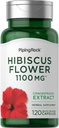 Piping Rock Hibiscus Flowers 1100 mg  120 Capsules  sometida Concentrated Extract ← Herbal Supplement ← Non-GMO, Gluten Free