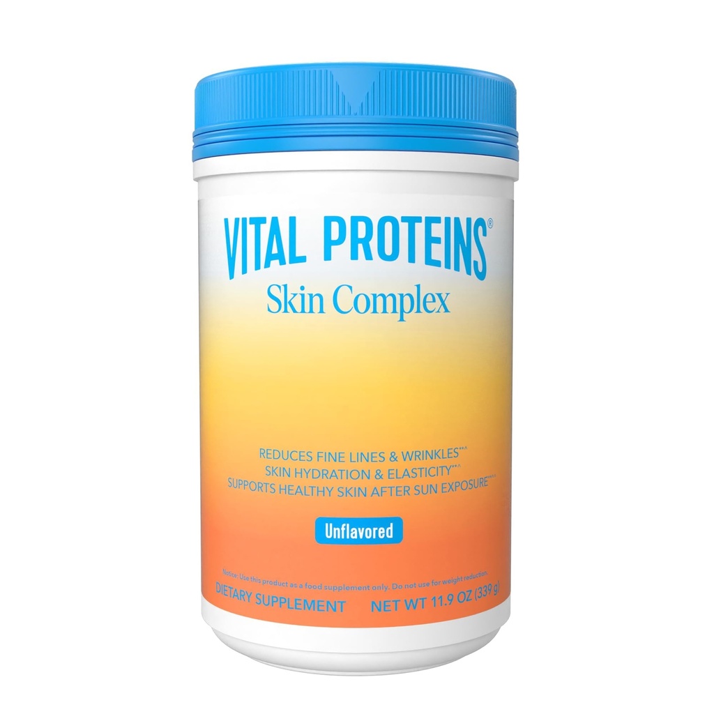 Péptidos de colágeno de proteínas vitales para mujeres - 20g Colágeno hidrolizado, vitamina C, ácido hialurónico, reducir las arrugas de líneas finas, Verisol &amp; Holimel - Suplemento Complejo de piel, desflavorado 11.9oz Polvo