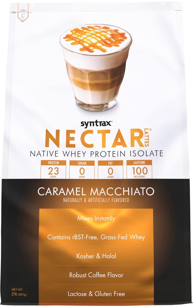 Sintrax Nutrition Nectar Lattes, Whey Protein Isolate, Caramel Macchiato, 2 lb