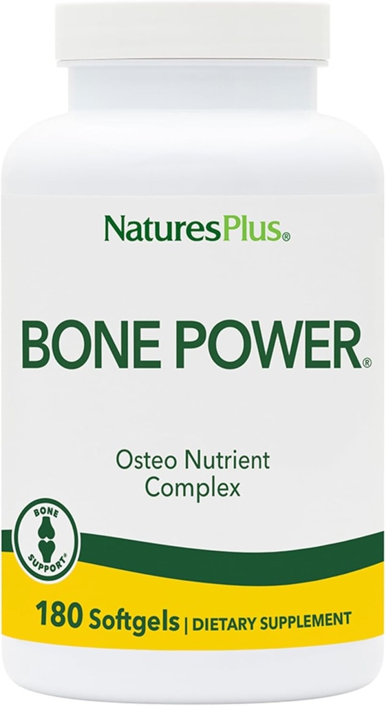 Natures Plus Bone Power con Boron - 1000 mg Calcio, 180 Softgels - Bono &amp; Suplemento de Soporte Conjunto, Calcio líquido para la absorción máxima - leche libre, sin gluten - 45 Servimientos