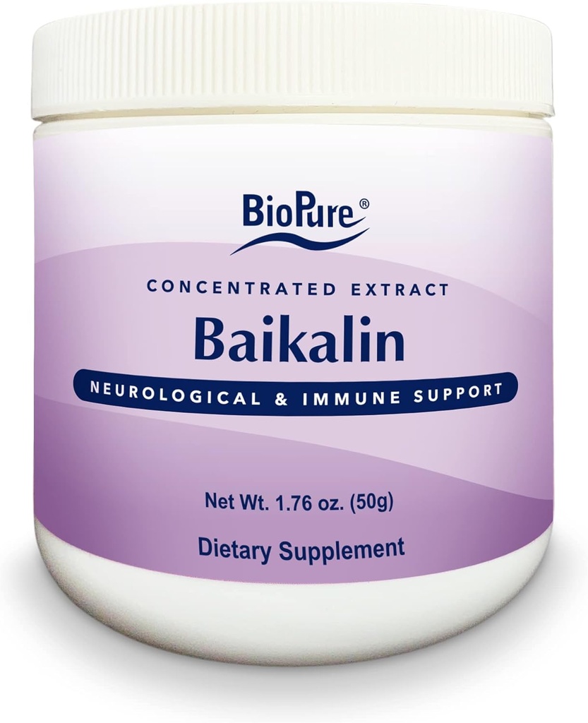 BioPure Baikalin Powder - Baiscalin Herb Extracto de Roots of Chinese Skullcap to Support Neurological, Nervous, " Immune System, Stress Management, and Whole Body Balance and Wellness – 50g