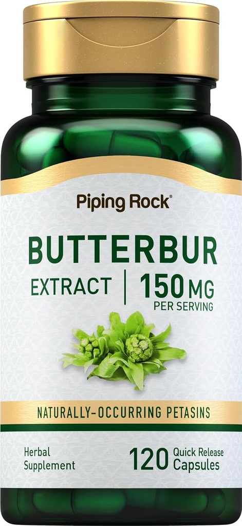 Extracto de butterbur, 150 mg (por porción), 120 cápsulas de liberación rápida