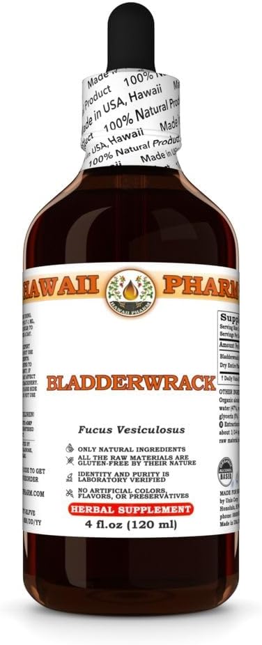 Tintura de planta seca (Fucus Vesiculosus), Fabricada en Hawaii, Todo Natural, Vegan, Extracto líquido puro - 4 fl.oz