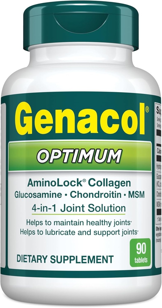 Genacol Optimum – Glucosamina, Condroitina, MSM y Tabletas de Collagen Ultra-Hydrolyzed, Maintains Healthy Joints, Protects & Lubricate Cartilage, 90 Tablets (30-Day Supply)