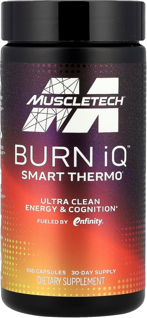 MuscleTech Burn iQ Smart Thermo Supplement Fueled with Paraxanthine Enhanced Energy & Cognition for Men and Women 100 Count