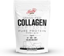 HEARTHY FOODS Collagen Powder - 18g Protein - Pure Halal Collagen Peptides Grass Fed Organic Hydrolyzed Powder ← Tipo I y III Unflavoured Keto Friendly Gluten Free No Sugar Non GMO 16 Oz